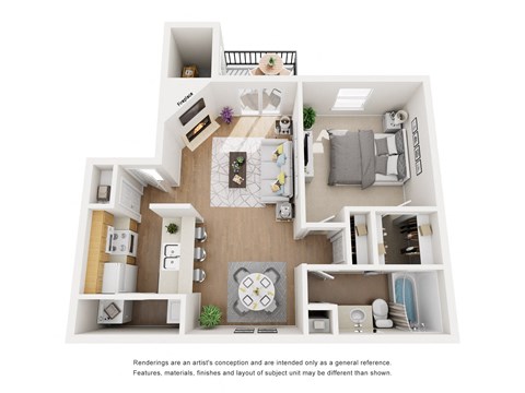 Greenwich  1 Bed 1 Bath Sq. Ft.: 662 Floor Plan at The Manhattan Apartments, Dallas, TX, 75252